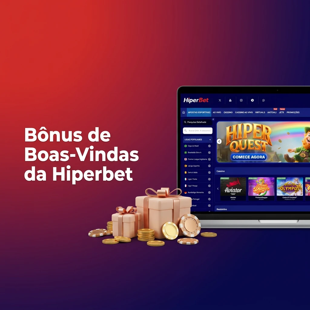 Hiperbet welcome bonus table showing casino, sports betting, and live casino offers with values up to R$500 for Brazilian players.