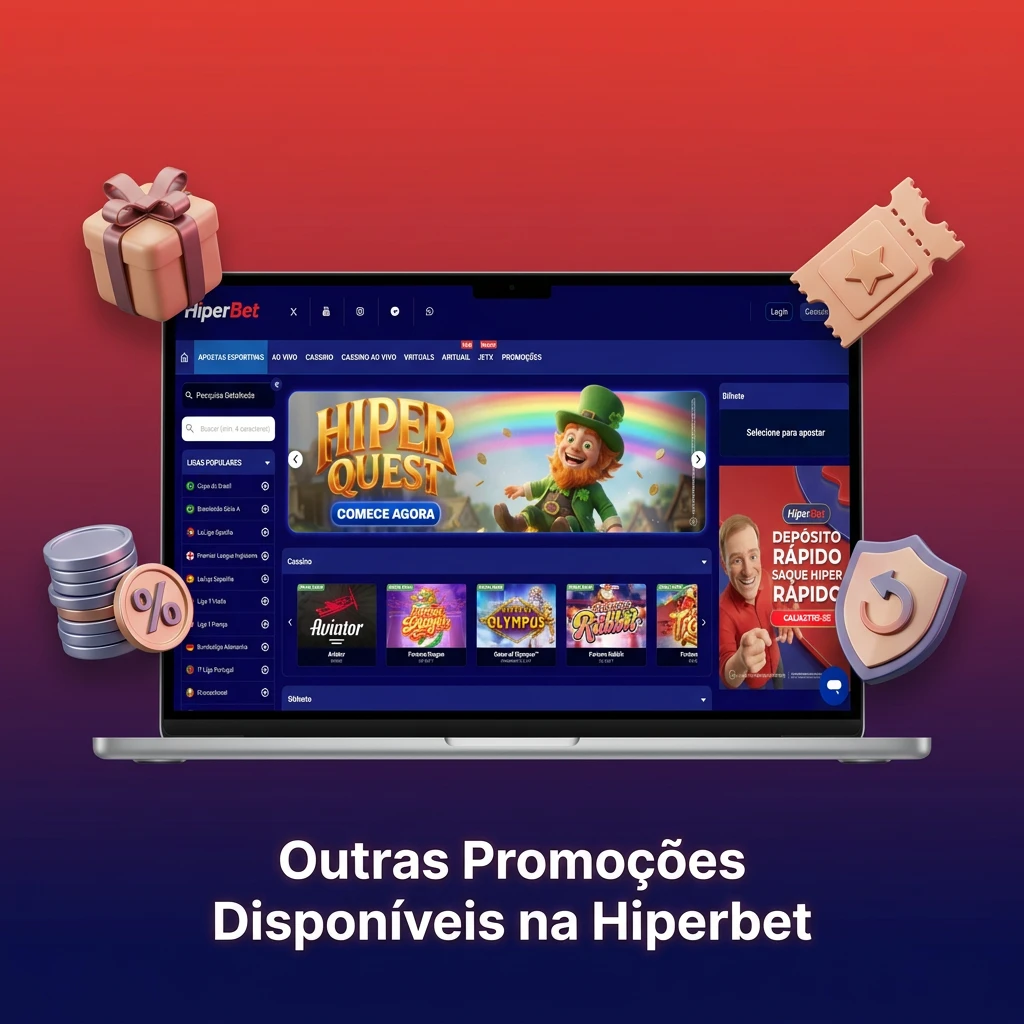 Table showing Hiperbet promotions: reload bonus, cashback, free bets, referral program, and seasonal offers.